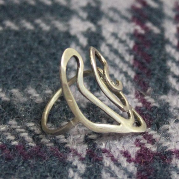 *925* Sterling Silver Wire Artisan Crafted Modernist Ring Size 4.5 - Picture 4 of 4